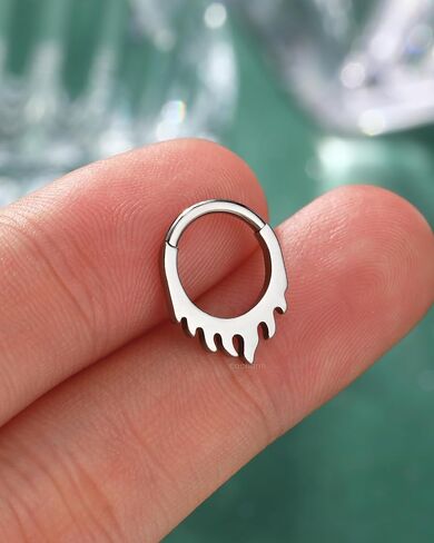 COCHARM Minimalist Flame G23 Solid Titanium Septum Rings 16G Setpum Jewelry Dainty Helix Daith Earrings for Women Cute Helix Daith Piercing Jewelry in Kuwait