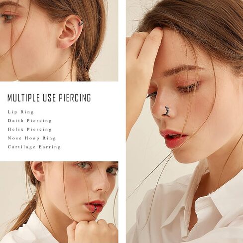 ORAZIO 9Pcs 20G Hoop Nose Rings Paved CZ Stainless Steel Nose Hoops for Women Men Silver Rose Gold Plated Nose Piercings Jewelry Opal Nose Rings Hoops 8mm in Kuwait