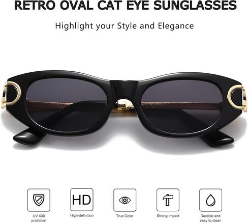 JUDOO Retro Oval Sunglasses for Women 2024 Trendy 90's Cat Eye Sunglasses Cool Oval Sun Glasses Trending Vintage Shades UV400 in Saudi Arabia