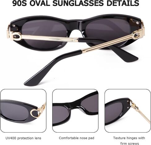JUDOO Retro Oval Sunglasses for Women 2024 Trendy 90's Cat Eye Sunglasses Cool Oval Sun Glasses Trending Vintage Shades UV400 in Saudi Arabia
