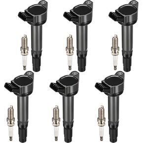Set of 6 UF487 Ignition Coil Pack and 6619 Spark Plugs Compatible with 2009-2015 Toyota Camry Avalon Sienna Venza RAV4 Highlander Lexus RX350 ES350 RX450h 3.5L V6 Replaces 90919A2007 C1601