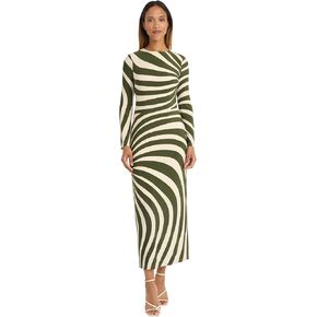 Donna Morgan Women's Striped Long Sleeve Easy Body Maxi Dress