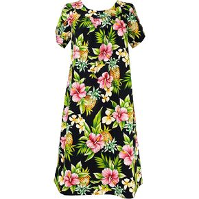 RJC Women's Pineapple Paradise Tea Length Hawaiian Muumuu House Dress