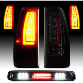 LED Tail Light Fit for Chevy Silverado 1500 2500 99-02, 1500HD 2500HD 01-02, for GMC Sierra 1500 2500 99-03, 1500HD 2500HD 01-03 Rear Brake Lamp Taillight Assembly, Clear Lens
