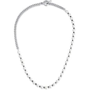 GAVU Shell Pearl Necklace for Men, Men’s Pearl Chain Necklace, Hematite Beaded Necklace for Men