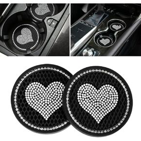 Non-Slip Anti Dust Mats - 2 Pack Heart Pink Car Cup Coasters 2.75 Inch Diameter Universal Auto Anti Slip Cup Holder Insert Coaster, Suitable for Most Car Interior Accessories