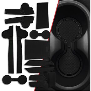 CupHolderHero fits Kia K5 Accessories 2021-2024 - Premium Custom Interior Non-Slip Anti Dust Cup Holder Inserts, Center Console Liner Mats, Door Pocket Liners 13pc Set (Red Trim)