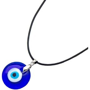 Leather Rope Glass Evil Eye Pendant Necklace,Evil Eye Blue Water Drop Necklace Leather Rope Chain Bracelet Suit Lucky Protection Jewelry for Women Men Teen