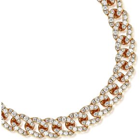 espere Pave Cuban Choker Necklace | 14K Gold Plate | Full Pave CZ Cuban Link Chain Necklace Adjustable 16 Inch to 18 Inch