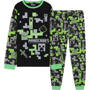 Minecraft Boys Long Sleeves Top And Bottom Set, Cotton 2 Pieces Boy Set