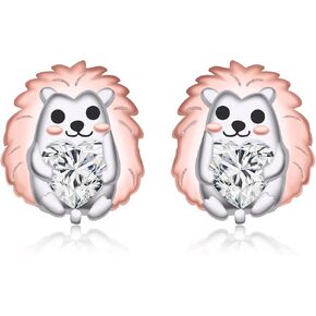 Cute Hedgehog Earrings for Women - 925 Sterling Silver Hedgehog Earrings Studs Cute Animal Studs Earrings Hypoallergenic Jewelry Gifts