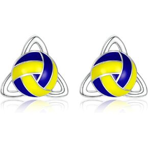 925 Sterling Silver Volleyball Soccer Stud Earrings- Hypoallergenic Sports Earrings for Players Family Member-Jewelry Gifts for Young Ones