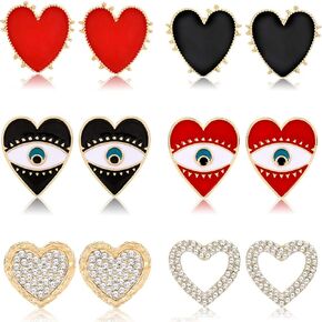 Glitter Heart Stud Earrings for Women Valentine's Day Heart Earrings Set Sweet Candy Color Love Heart Earring Stud for Women Valentines Jewelry Gift
