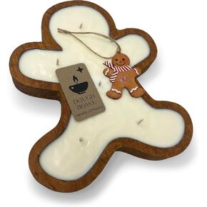 Dough Bowl Candle Co. Christmas Candles - Gingerbread Man Christmas Decor Candle in 100% Soy Wax, 12x10x1.5 Holiday Candle, Wooden Candles with 80 Hour Burn Time and Cookie Scented Essential Oil