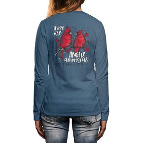 Southern Couture Angels Among Us Indigo Blue Cotton Long Sleeve T-Shirt