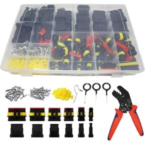800Pcs Waterproof Wire Connectors,50 Kits Automotive Electrical Connectors Electrical Wire Connectors Kit 1/2/3/4/5/6 Pin Waterproof Connectors for 16-22 AWG Wires with Ratchet Crimping Tool