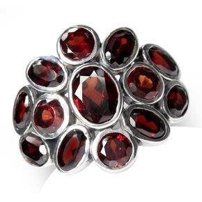 Silvershake 4.75ct. Natural Garnet White Gold Plated 925 Sterling Silver Cluster Cocktail Ring
