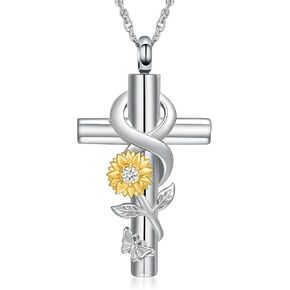 shajwo Sunflower Urn Necklaces for Ashes for Women Men Cremation Jewelry Memorial Human Ashes Pendant