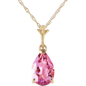 Galaxy Gold GG 14k 18" Yellow Gold Pear shaped Pink Topaz Pendant Necklace