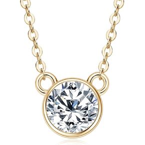 WOAINI Moissanite Pendant Necklace for Women, Solitaire Moissanite Necklace Pendants, 18" & 2" Extender, Valentine's Day Anniversary Birthday Gift for Lady, 925 Sterling Silver 18K Gold Plated
