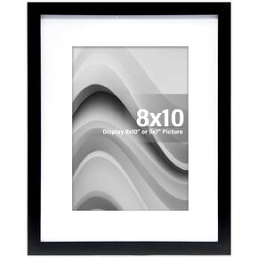 BOARDING 8X10 Picture Frame for Wall and Tabletop Display,Photo frame 5x7 with Mat or 8x10 without Mat for Vertical or Horizontal Display (1, Black)