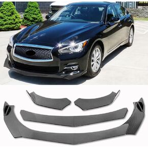 Universal Front Lip for Car,3PCS Kit Front Bumper Lip Spoiler Adjustable Diffuser Protector Wide Body Kit for Honda Civic Toyota Ford Hyundai Nissan Chevy (Glossy Black-Sharp Corners)