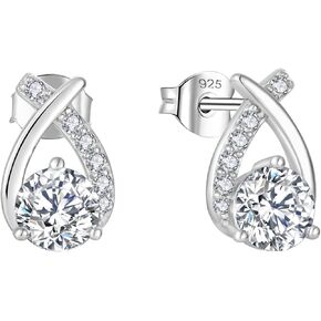 Starchenie 925 Sterling Silver Stud Earrings for Women - 6mm Round Birthstones Earrings Birthday Jewelry Gifts