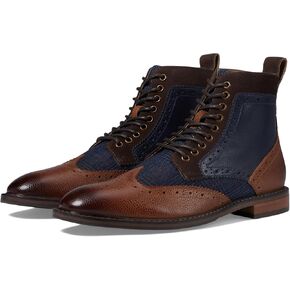 Stacy Adams Men's Finnegan Wingtip Boot Fashion, Navy/Cognac, 9.5