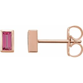4 X 2 Mm Bezel-Set Earrings