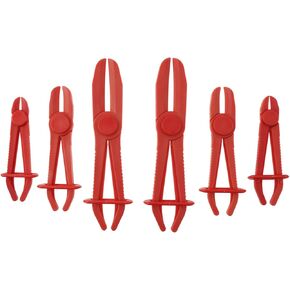 Plastic Hose Clamp Pliers, 6PCS Flexible Line Hose Pinch Clamp Pliers Set for Fuel Hoses, Gas Lines Brake Hoses, Radiator Hoses, Flexible Hoses, Coolant Hoses, Red