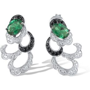 Santuzza 925 Sterling Silver Fantasy Gemstone Earrings Spinel Cubic Zirconia Stud Earrings for Women