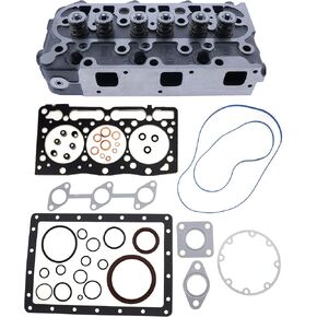 FridayParts D1105 Engine Complete Cylinder Head with Full Gasket Kit Compatible for Kubota Engine D1105 (Glow Plug Hole M8, without hole)