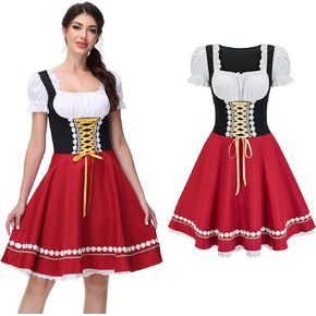 Oktoberfest Costume Women,Bavarian Dirndl Dress for Women,Beer Maid Outfit,Halloween Dirndl Dress