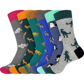 BambooMN Men's Cotton Colorful Design Fashion Novelty Dress Socks