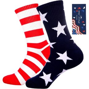 ZXGXLAW American USA Flag Socks Funny Men Women 4th July Middle Star And Stripe Patriotic Freedom Day Gifts