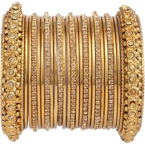 Efulgenz Indian Oxidized Bangles for Women Oxidized Gold Bangles Crystal Rhinestone Boho Gold Oxidized Indian Jewelry Bollywood Bangles Indian Oxidized Crystal Bracelets Bangle Set