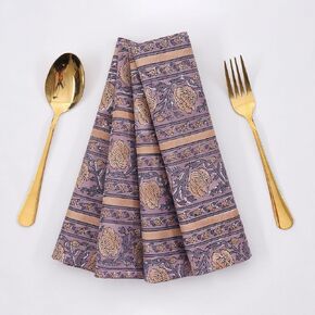 Baby Purple and Pink 100% Pure Cotton Cloth 20X20 Inch Washbale Napkins, Indian Hand Block Printed Reusable Set of 4 Dinner Napkins, Housewarming Wedding Christmas Napkins Gift for Her