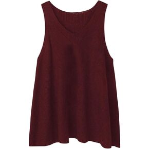 Women's Plus Size V Neck Sleeveless Sweater Vest Dressy Loose Sweater Tank Top