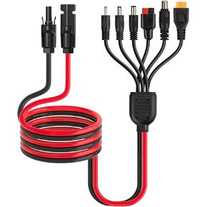 6-in-1 Solar Panel Connector Kit,12AWG Solar to XT60，Anderson，DC7909, DC6530, DC35135, DC5521 Connector Cable for Portable Station Solar Panel Generator(2FT) in Kuwait