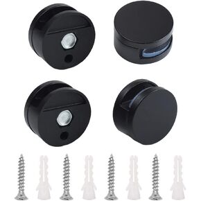 4 Pieces Zinc Alloy Mirror Clips Wall-Mounted Mirrors Clips Mirror Brackets Mirror Mounting Clips Glass Clips Clamps Holder for 3-5mm Thick Mirror, Round, Black