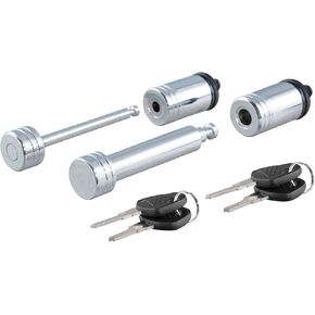 CURT 23527 Trailer Lock Set for 2-Inch Receiver, 2-1/2-Inch Coupler Latch Span, Chrome & Black