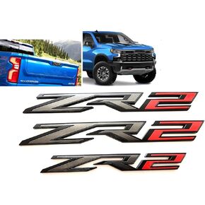 3Pcs New ZR2 Emblems Letter Fender Rear Badge Nameplate Replacement for 2022-2024 Silverado 1500 (Chrome), EI-SilveCutom#2