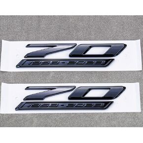 2Pc 70th Anniversary Side Emblems Car Fender 3D Badge Sticker Replacement for 2020-2024 C8 Corvette Genuine 70th (Black Red)