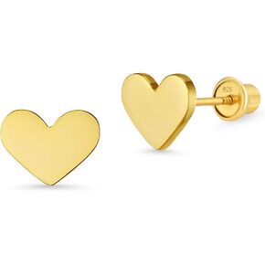 أقراط نحاسية مطلية بالذهب عيار 14 قيراط على شكل قلب عادي للفتيات الصغيرات مع وظيفة من الفضة الاسترليني in Kuwait