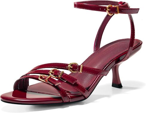 Coutgo Womens Low Kitten Heels Sandals Open Toe Heels Ankle Buckle Strap Summer Dress Shoes in Saudi Arabia