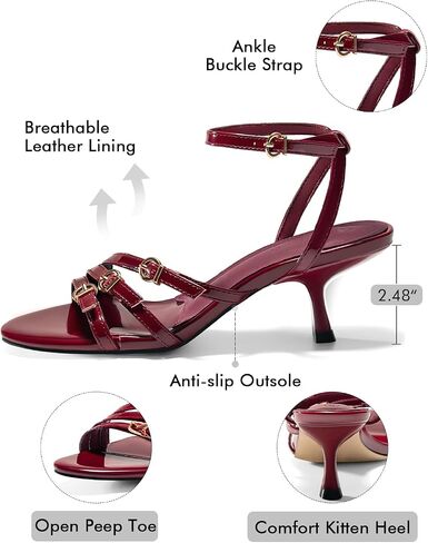 Coutgo Womens Low Kitten Heels Sandals Open Toe Heels Ankle Buckle Strap Summer Dress Shoes in Saudi Arabia