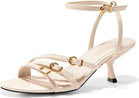Coutgo Womens Low Kitten Heels Sandals Open Toe Heels Ankle Buckle Strap Summer Dress Shoes in Saudi Arabia