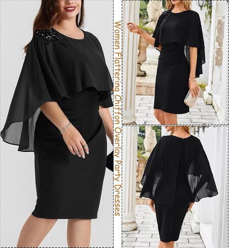 Hanna Nikole Women Chiffon Cape Wedding Guest Dress Crew Neck Elegant Hand-Beaded Cocktail Bodycon Dresses for Party in Saudi Arabia