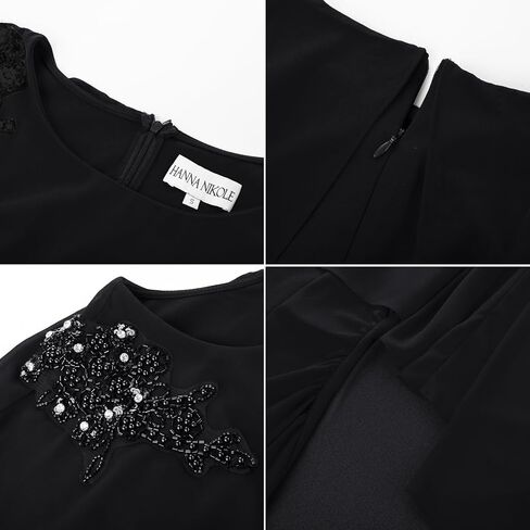 Hanna Nikole Women Chiffon Cape Wedding Guest Dress Crew Neck Elegant Hand-Beaded Cocktail Bodycon Dresses for Party in Saudi Arabia