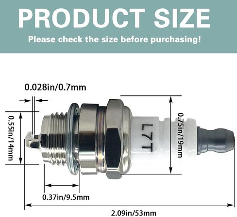 L7T Spark Plug، يستبدل BPM7A BM6A RCJ6Y RCJ7Y WSR5F لـ 33cc 43cc 47cc 49cc 2-Stroke Mini Pocket Bike ATV Quad Scooter Trimmer Blower Chains Brushcutter Strimmer Lawnmover (قطعتان) in Kuwait